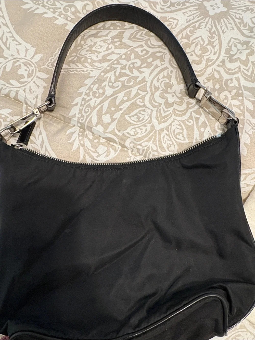 Prada Black Nylon Shoulder Bag with Logo Plaque - Picture 4 of 5